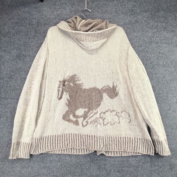 Back in the Saddle Cardigan Sweater Womens Size L Button Front Hooded Made USA - Picture 3 of 13